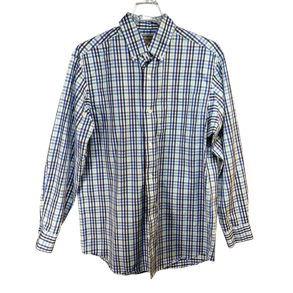 Duluth Trading Co. Wrinkle Fighter Shirt Relaxed Fit Men's Small Multi Plaid L/S
